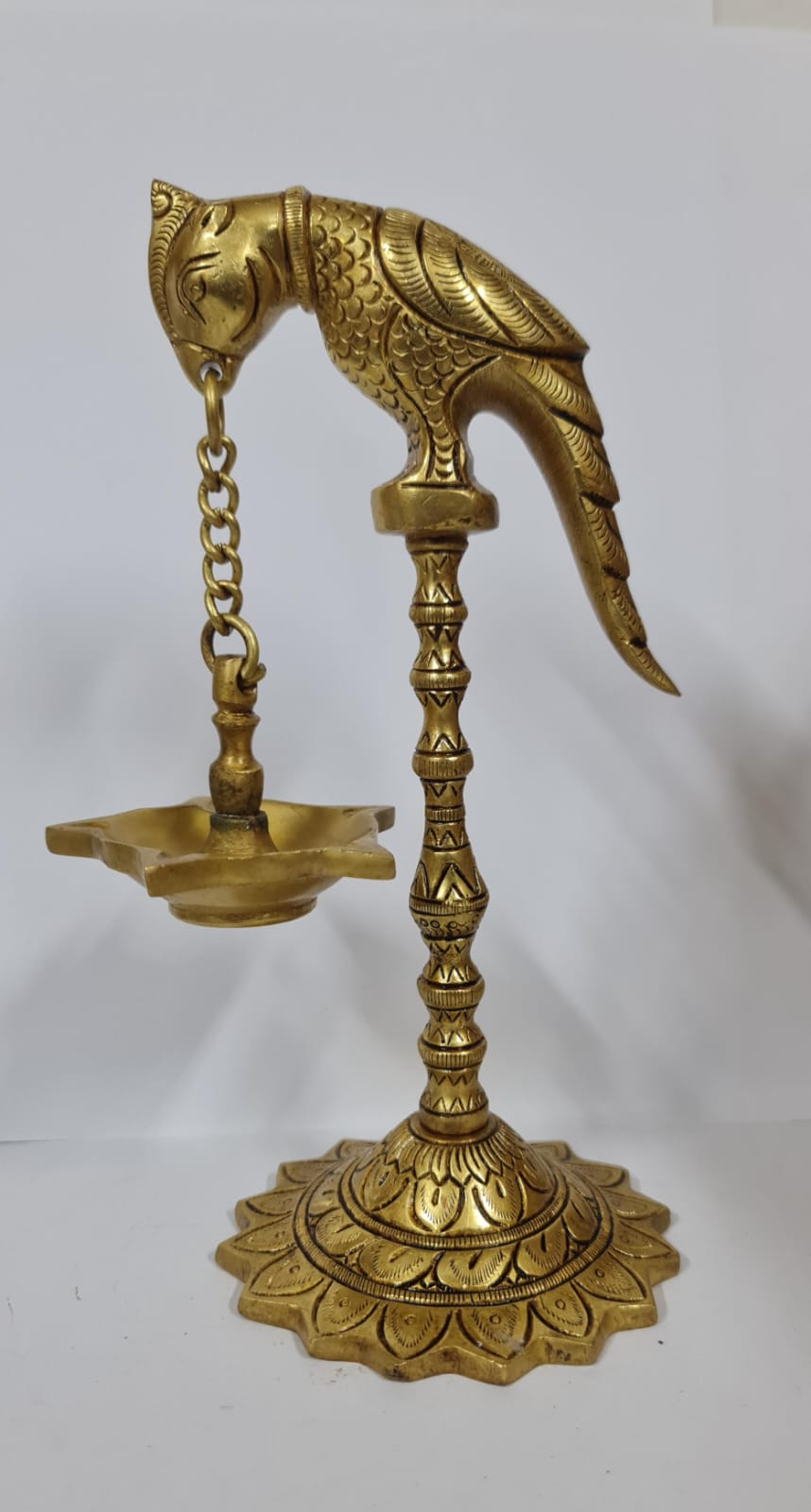 PARROT HANGING LAMP WITH STAND IN BRASS