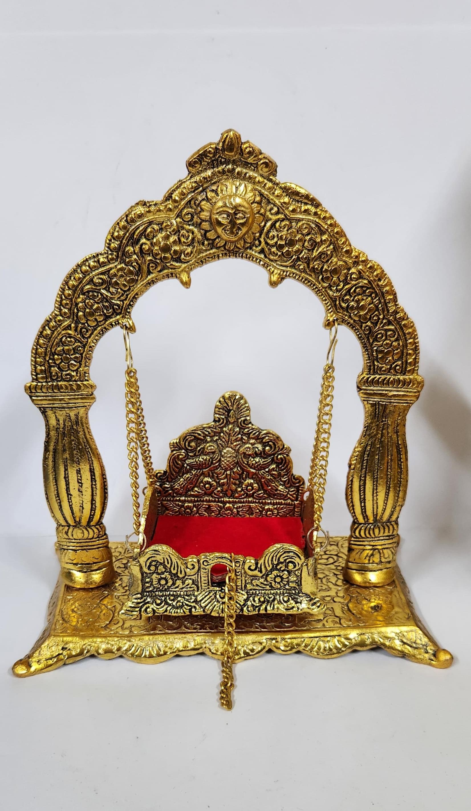 Gold polish Laddu Gopal Jhula - 20.4 cm (H) - Large
